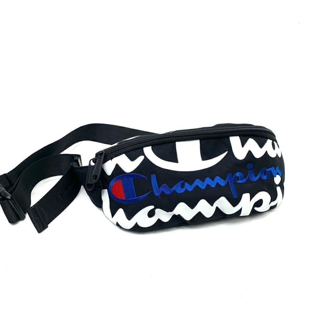 Champion XL Sling Waist Pack - Black/White Nylon, 12"x6"x2" NWOT